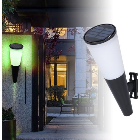 Lampe solaire de clôture, applique solaire murale, veilleuse solaire de jardin, lumière multicolore RGB (1/5)