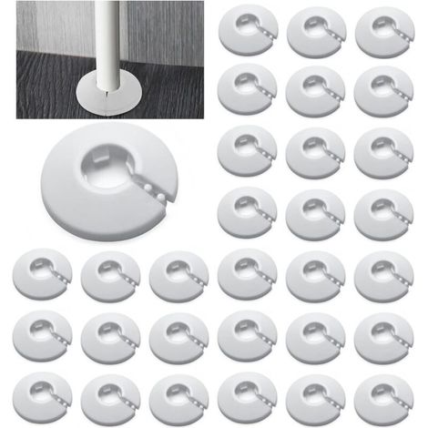 Lot de 30 rosettes simples pour tuyau de chauffage – Cache tuyau blanc 22 mm – Installation facile – Design esthétique pour radiateurs – Wancle