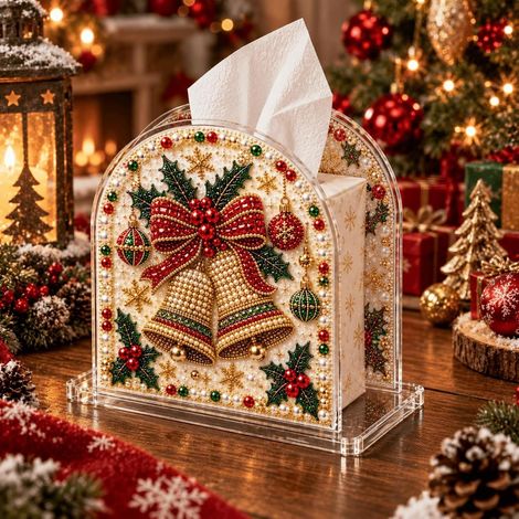 Boîte à mouchoirs A - Peinture diamant perle à faire soi-même pour Noël
