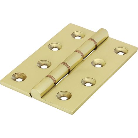 TIMCO Double Phosphor Bronze Washered Brass Hinges Polished Brass - 102 x 67
