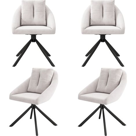 Chaise de salle à manger pivotante en velours beige moderne, élégante et confortable, tissu en velours respirant, design ergonomique, chaise pivotante grise élégante, lot de 4 chaises (1/5)