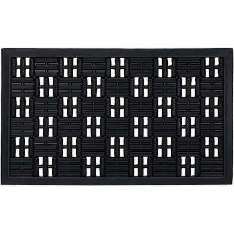 Set di 2 zerbini da ingresso antiscivolo pratici da interno e esterno 40 x 60 cm in gomma nera 130010992