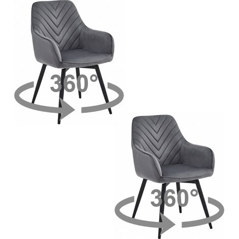Chaise NANA360 - velours gris foncé / pieds noirs x 2 (1/5)