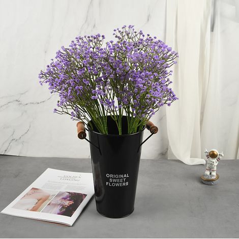 Ensemble de 2 petites fleurs artificielles violettes, style charpentier, pour balcon, jardin, intérieur et extérieur. Bouquet étoilé en plastique, id