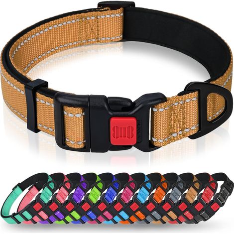 Collier Chien Réfléchissant Réglable Anti-Fugue pour Chiot, Marron (1/5)