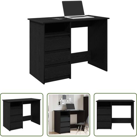 Bois d'ingénierie - Bureau noir 102x50x75 cm bois d'ingénierie (1/5)