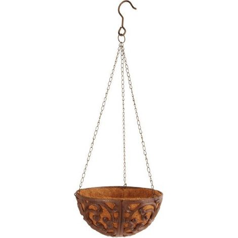Cesta colgante con inserto de coco de 25 cm