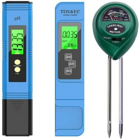 3 in 1 Water and Soil Quality Tester Kit, Blue/Green (1/5)