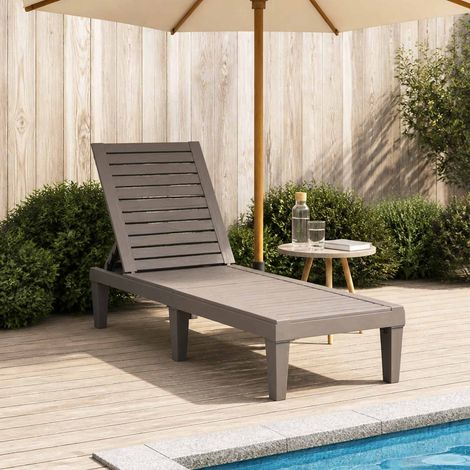 Sonnenliege verstellbar Gartenliege Kunststoff in Holz-Optik Hellbraun 155 x 58 x 83 cm - PANGIVO (1/5)
