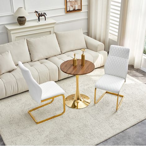 Set tavolo sedie rotondo MDF e metallo 3 pezzi OKMYHOME (1/5)