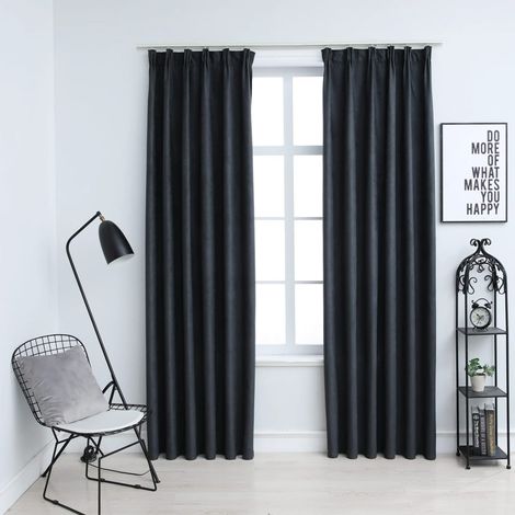 Lot de 2 Rideaux occultants,Décoration Chambre Fenêtre,Rideau Thermique Isolant avec crochets Anthracite 140x245 cm GDSVW94749 (1/5)