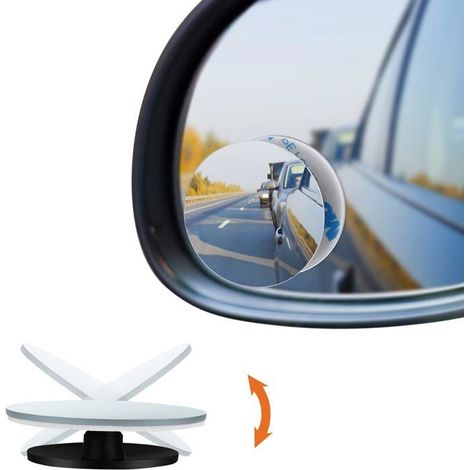 Rétroviseur d'angle mort, lot de 2 miroirs HD grand angle ronds, rotation 360° pour voiture (1/5)