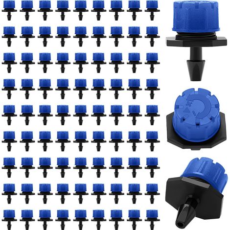 90 Pièces Goutteur Irrigation Réglable, Réglable Micro Drip Irrigation Arroseurs Émetteur, Tête de Gicleurs D'irrigation pour Parterres de Fleurs, Jardins, Pelouse à Plante, Bleu (1/5)