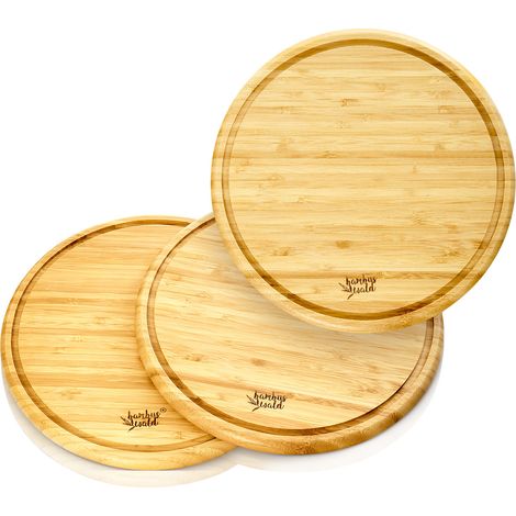 3er-Set Bambus-Frühstücksbrett rund 25 x 1,6 x cm (ØxH) pflegeleicht