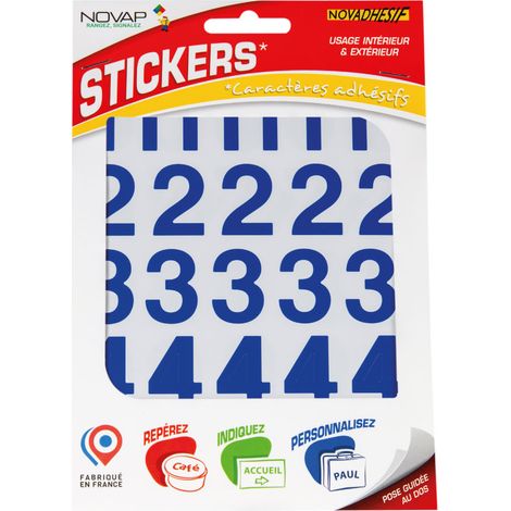 Chiffres autocollants 30mm Bleu NOVADHESIFS - 4370316 (1/5)