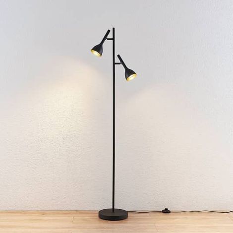 [GEBRAUCHT] B-Ware Lucande Stehleuchte Nordwin 2-flg schwarz gold Standleuchte Stehlampe Leselampe (1/2)