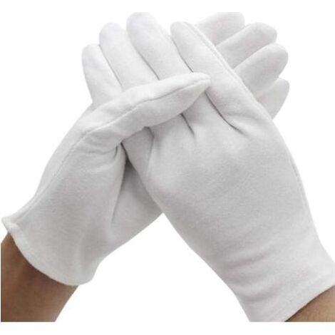 Gants coton, Gants en Coton Blanc pour Travail et Protection - 10 Paires XL (Épaisseur Moyenne) en Coton Pur pour Travail, Sécurité et Étiquette (XL) (1/5)