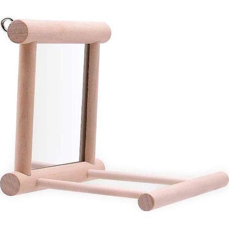Specchio con posatoio in legno per uccelli 10 x 10 cm (1/5)
