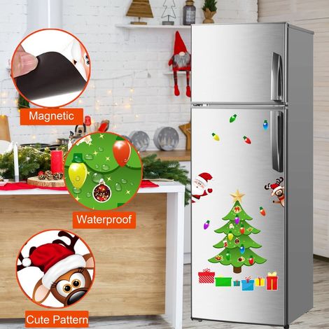 Guirlande Magnétique Noël - Boules Arbres De Noël Motifs Père Noël Flocons De Neige - Pour Réfrigérateur Porte Métallique Vitre - Lot De 1 (1/5)