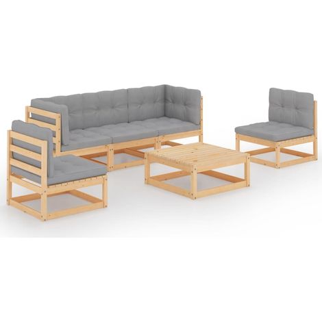 6-tlg. Garten-Lounge-Set mit Kissen Kiefer Massivholz vidaXL