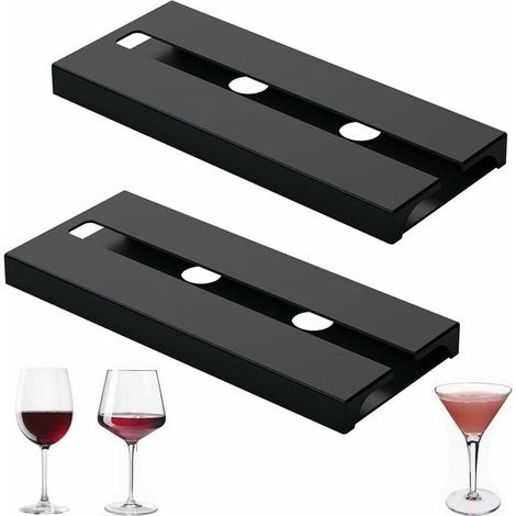(Noir)2 Pièces Support à Verre à Vin Suspendu, Porte Verres Suspendu, Support à Verre à Vin, Porte Verre, Porte-Verres à Vin pour Maison, Bar, Cuisine, Restaurant (Noir) (1/5)