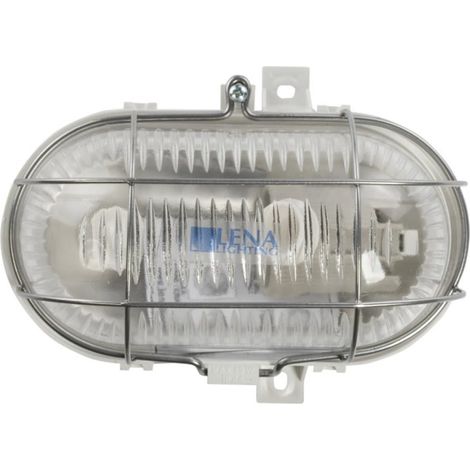 Ovale Kanalleuchte 1x60W E27 Schutzklasse II 230V IP44 mit verstärktem Metallgitter, weiß, prismatisch Schutzklasse 320170/EU