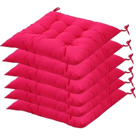 Lot de 6 galettes de chaise 40 x 40 cm – Coussins matelassés en polyester et coton – Lavables à 30 °C – Confort intérieur et extérieur (1/5)