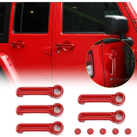 Rotes Abdeckungsset für Türgriffe und Heckklappe für Jeep Wrangler JK 2007-2018 / Jeep Liberty 2008-2012 / Dodge Nitro 2007-2011 (1/5)