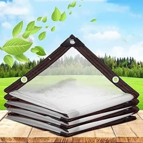 Bâche imperméable Transparente avec œillets-pour Meubles de Jardin-Utilisable en extérieur-Imperméable à la Pluie-Isolation des Plantes-Résistant à la poussière- 2 x 1 m (1/5)