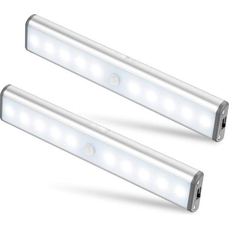 Set mit 2 x 10 LED-Lampen. Kabellos. USB-aufladbar. Magnetisch. Bewegungssensor. 2 Beleuchtungsmodi. Nachtlicht für Kinder. Akzentlicht… [Energieeffizienzklasse A++]. AAFGVC
