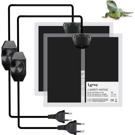 Tapis Chauffant pour Terrarium 2 pièces Tapis Chauffant Aquarium Vivarium Imperméable Contrôleur de Température pour Reptiles Lézards Geckos Serpents Tortues Araignées (2 pièces-5W) (1/5)