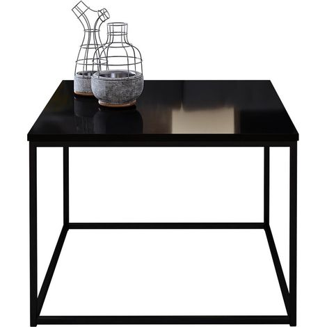 Table basse Germantown 105, Noir mat + Noir brillant, 44x60x60cm, Diamètre: 0, Stratifié, Angulaire