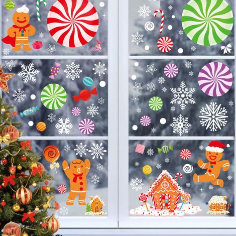 Weihnachtsfensteraufkleber, DIY-Schneemann-Weihnachtsdekorations-Fensteraufkleber, abnehmbare und wiederverwendbare PVC-Fensteraufkleber, geeignet zum Dekorieren (1/4)
