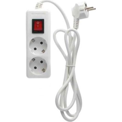Base multipla Serie 2T Standard con interruttore (3x1,5mm) 1,5M Bianco