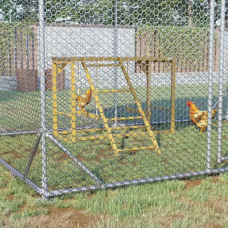 Parque de juegos para gallinas de madera con columpios y escalera, natural DESVIAE (1/5)