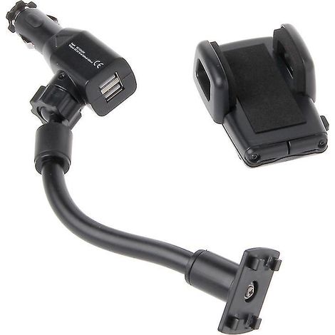 Support de téléphone portable pour voiture avec allume-cigare et double chargeur USB intégré. (1/4)