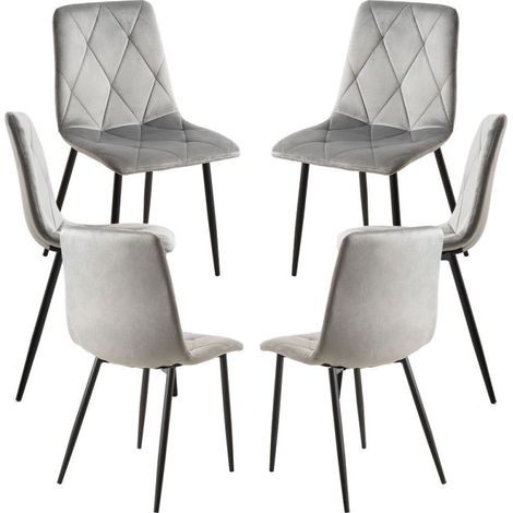 Packs Sillas Comedor - Pack 6 Sillas Lyke Terciopelo - Gris claro (1/5)