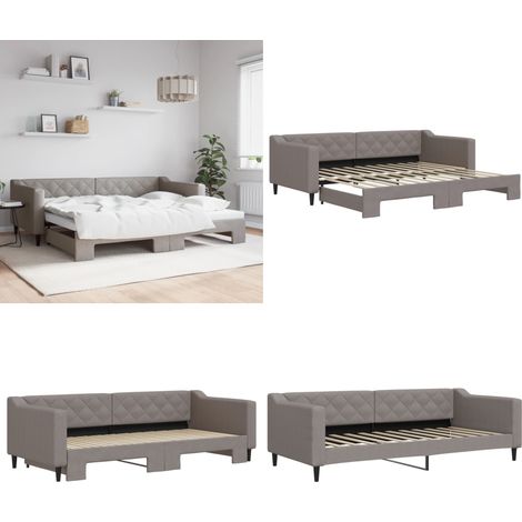 Tagesbett Ausziehbar Taupe 90x200 cm Stoff - 2-in-1-Tagesbett - Schlafsofa (1/5)