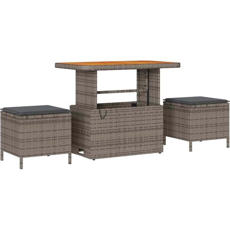 Maison Exclusive - Garten Essgruppe Grau Poly-Rattan