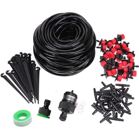 1 Kit Irrigation Goutte à Goutte, 15M Tuyau, Débit Réglable, Raccords ABS, Jardin Patio Serre (1/5)