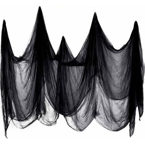 Tissu Effrayant d'halloween, 200 X 500 Cm Fil De Coton Noir Fournitures De Décoration Effrayantes pour Fête d'halloween, Décorations De Terreur Suspendues pour Fenêtre De Porte De Maison