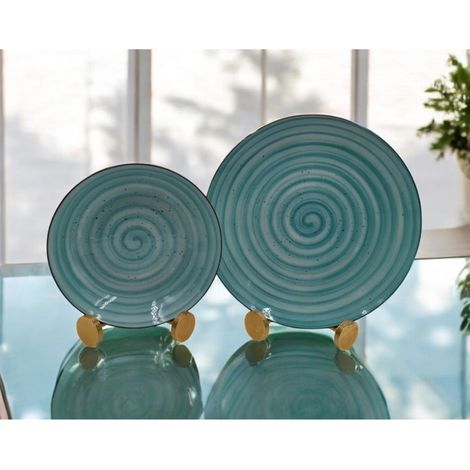 Servizio di Piatti da Tavola in Ceramica Spirale Turchese 12 Pezzi (1/3)