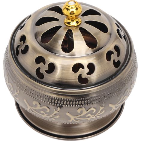 Brûleur d'encens en bronze, modèle 12 heures, alliage métallique, facile à nettoyer, support décoratif pour encens, idéal pour salon de thé, décoration intérieure. (1/5)