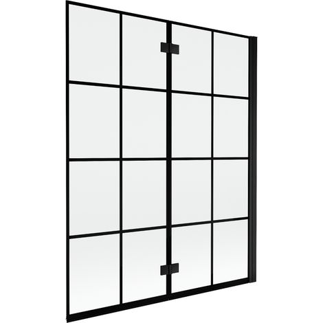 Mexen Mist paroi de baignoire pliante 2 volets droit 140 x 150 cm, grille noire, noir - 8A9-140-002-70-77-P (1/5)