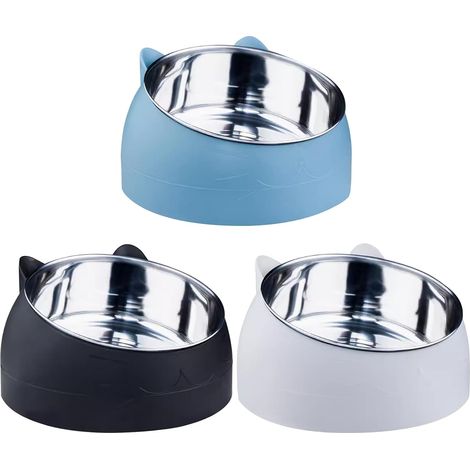 Bol pour chats et chiens en acier inoxydable – Lot de 3 bols relevés inclinés de 15 °, 400 ml, amovibles pour alimentation et eau (1/4)