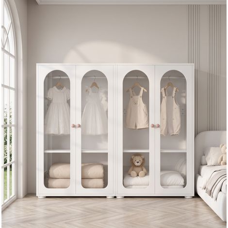 Set de 2 armarios infantiles 160x50x120 cm MDF blanco, almacenaje modular – MEUBLIV (1/5)