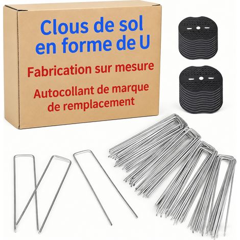 Agrafes de sol en U 2,0 mm x 3 cm x 15 cm avec rondelles - Lot de 50 2.0 mm 3cm 50pcs 800 g – Livraison gratuite (1/5)