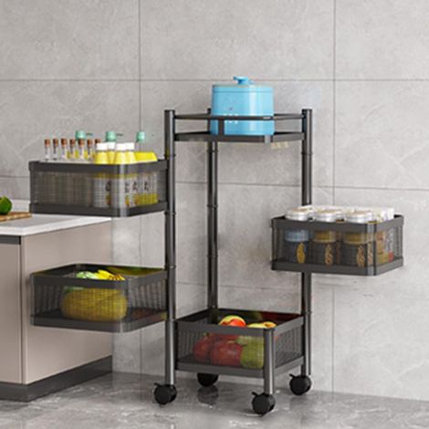 Étagère à roulettes robuste – Chariot de rangement métallique – 5 niveaux – Design noir – Roulettes pivotantes 360° – Organisation pour cuisine, bureau, salle de bain – 5 niveaux noir (1/5)