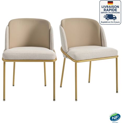 Lot de 2 chaises - Système de couleurs Morandi à faible saturation - scandinave- Conception ergonomique - Beige+Kaki (1/5)