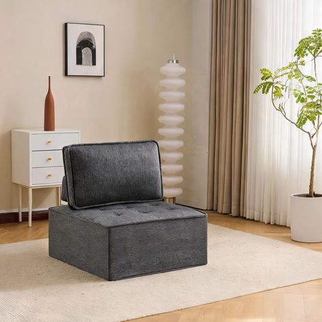 Fauteuil modulaire en tissu gris foncé pour petit espace (1/5)